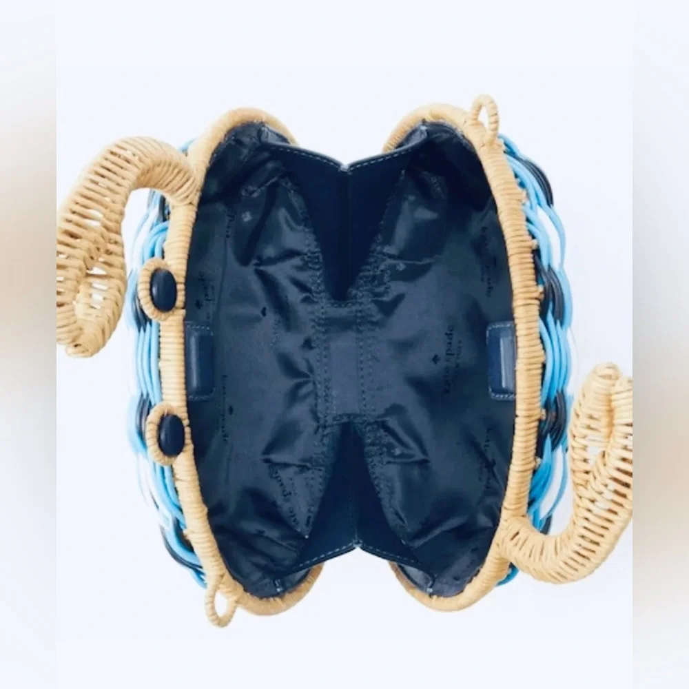 NWT kate spade Blue Crab wicker Woven Crossbody Bag purse 🦀 - Picture 4 of 4